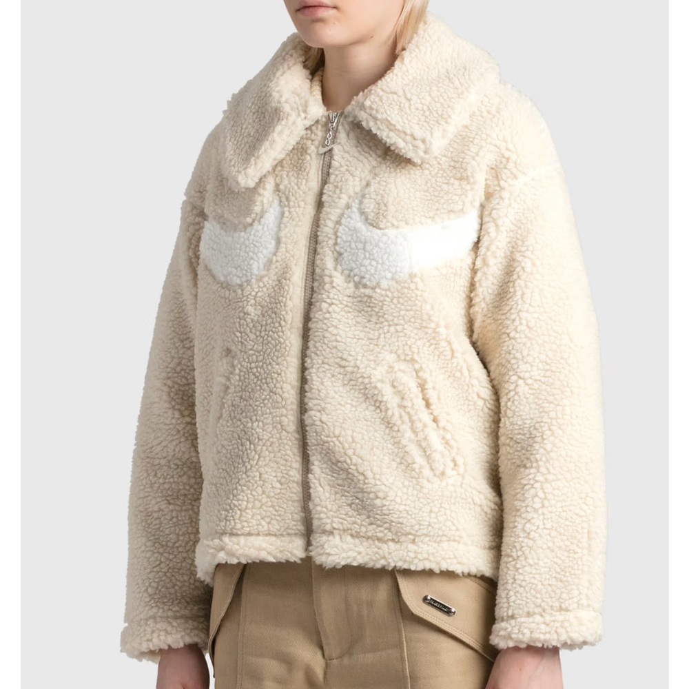 Nike Sportswear Swoosh Oversize Sherpa Jacket Women XL Rattan Sail DV7073206 NWT - Picture 13 of 13
